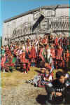 Arrival of Kwaliutil canoes at the Alert Bay longhouse dedication (81K)