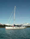 Raven anchored in Blue Mouse Cove, Glacier Bay (61K)